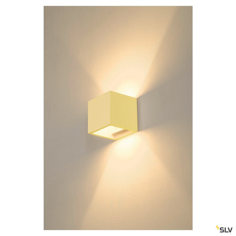 PLASTRA wall light, QPAR51, square, Cube, white plaster, max. 42 W