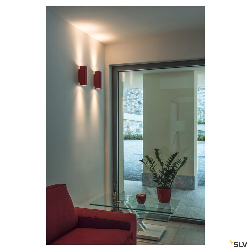 PLASTRA wall light, QPAR51, round, tube, white plaster, max. 70W