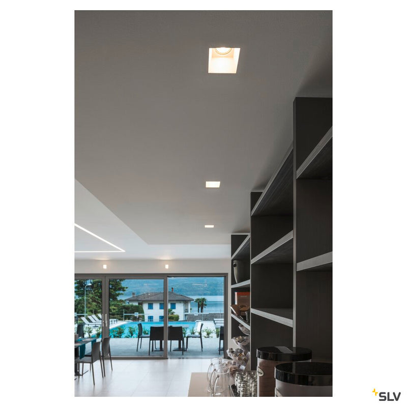 PLASTRA, recessed fitting, QPAR51, square, white plaster, max. 35W