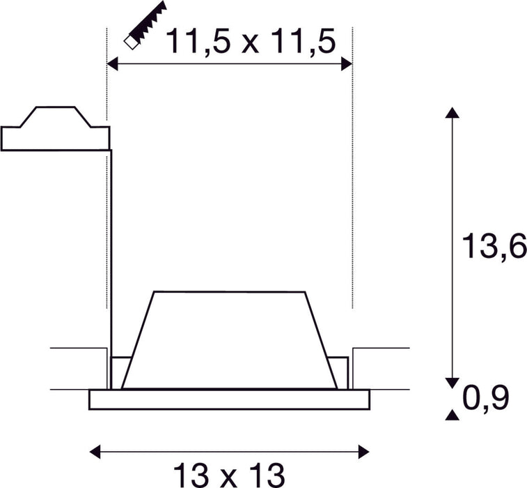 PLASTRA, recessed fitting, QPAR51, square, white plaster, max. 35W