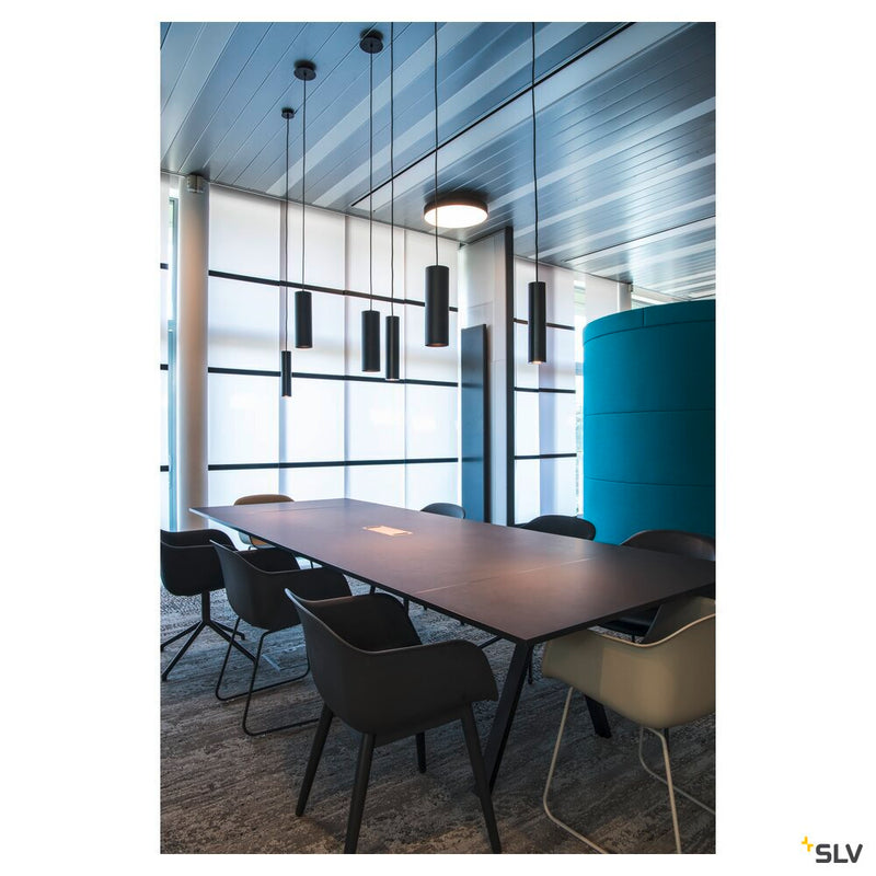 ENOLA pendant, A60, round, matt black, E27, max. 60W, incl. black canopy