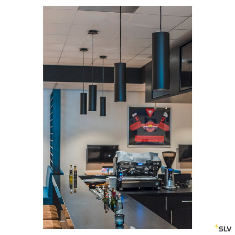 ENOLA pendant, A60, round, matt black, E27, max. 60W, incl. black canopy