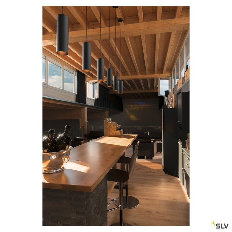 ENOLA pendant, A60, round, matt black, E27, max. 60W, incl. black canopy