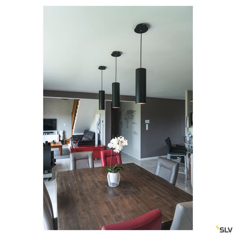 ENOLA pendant, A60, round, matt black, E27, max. 60W, incl. black canopy