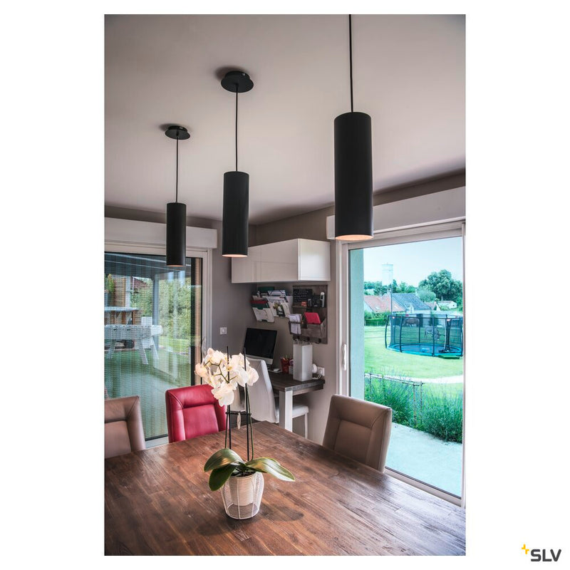 ENOLA pendant, A60, round, matt black, E27, max. 60W, incl. black canopy