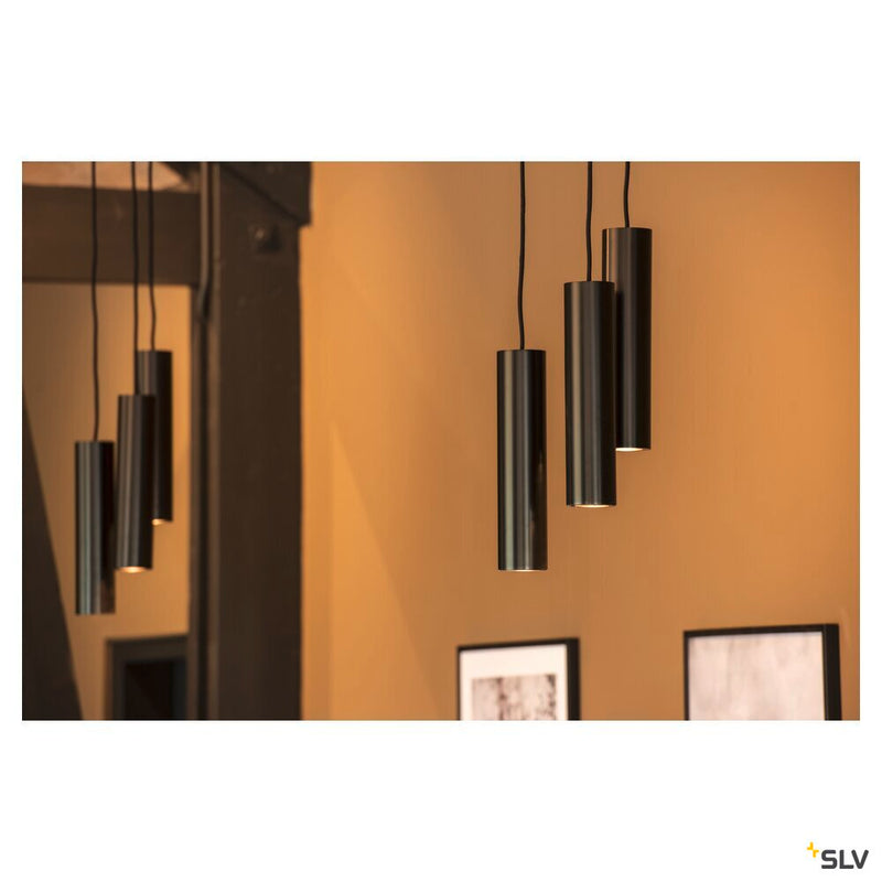 ENOLA pendant, A60, round, matt black, E27, max. 60W, incl. black canopy