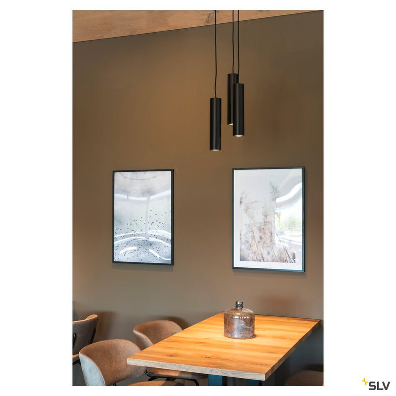 ENOLA pendant, A60, round, matt black, E27, max. 60W, incl. black canopy
