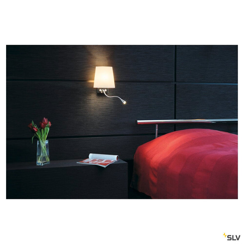 COUPA FLEX wall light, QT14, 3000K, chrome, frosted glass, 43W,