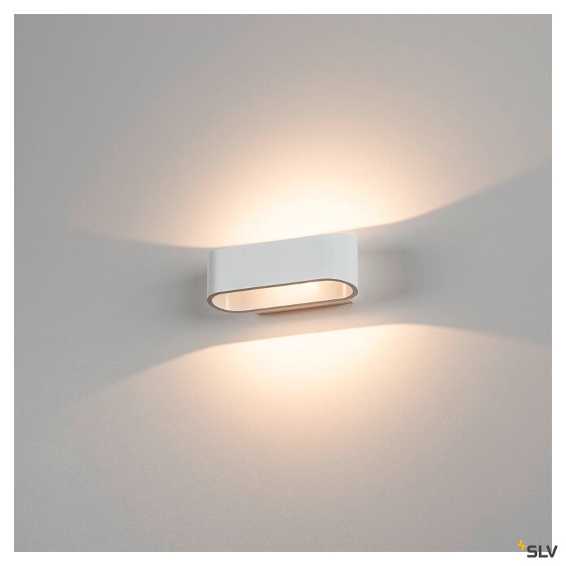 ASSO 70 wall light, LED, 3000K, oval, white, L/W/H 18/9.5/7.1 cm