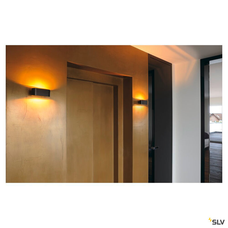 OSSA 180 wall light, QT-DE12, oval, up/down, black, L/W/H 18/8/7 cm, max. 100W