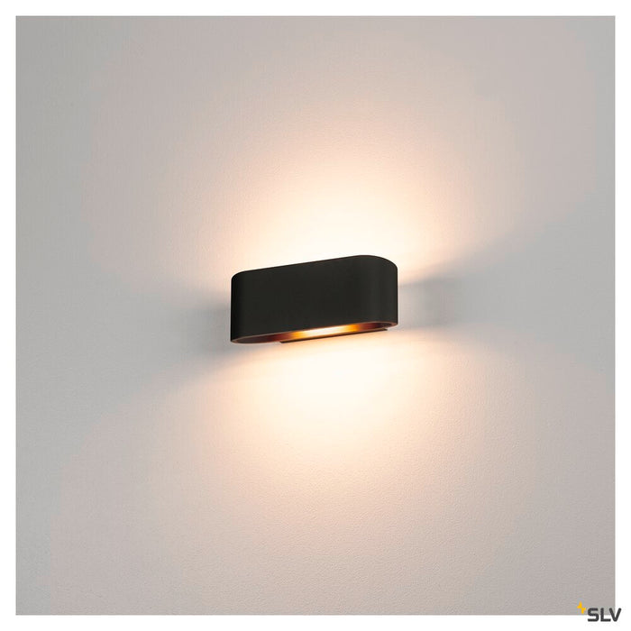 OSSA 180 wall light, QT-DE12, oval, up/down, black, L/W/H 18/8/7 cm, max. 100W