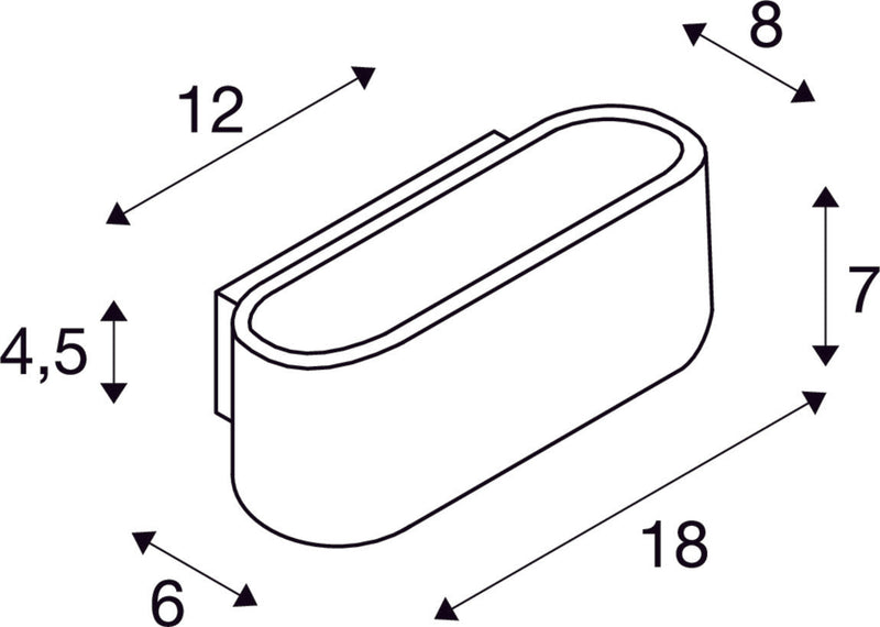 OSSA 180 wall light, QT-DE12, oval, up/down, black, L/W/H 18/8/7 cm, max. 100W