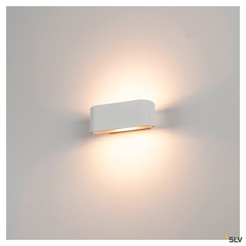 OSSA 180 wall light, QT-DE12, oval, up/down, white, L/W/H 18/8/7 cm, max. 100W
