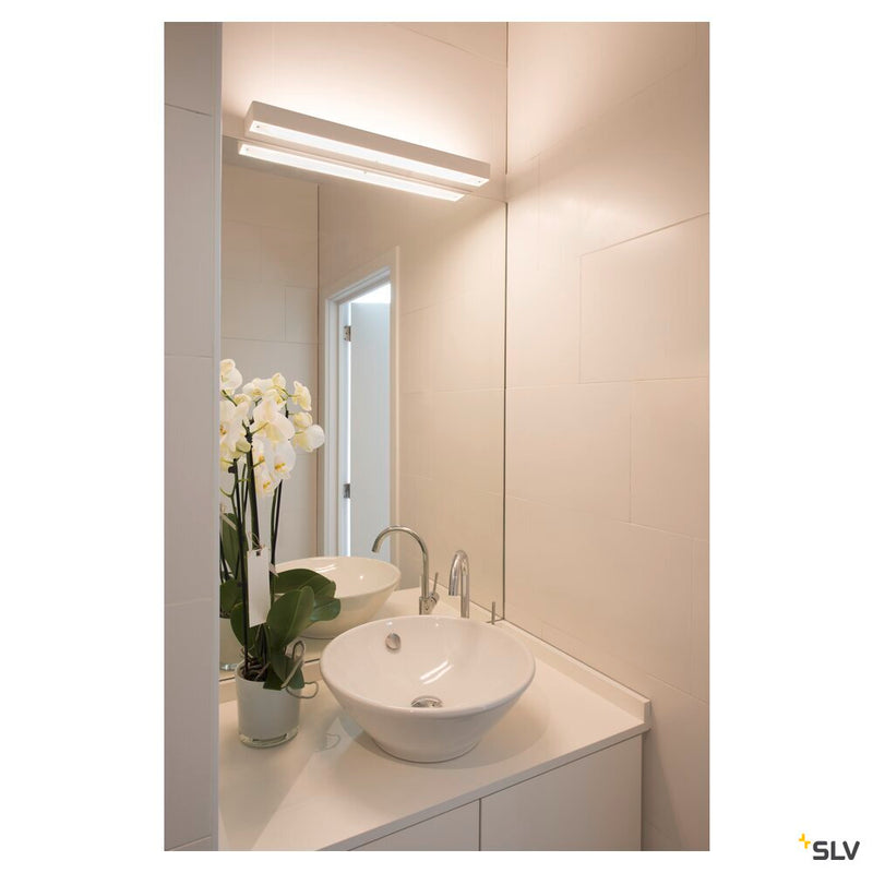 SEDO 14, wall light, LED, 3000K, square, white, frosted glass, L/W/H 59.5/8.5/4 cm, 17W