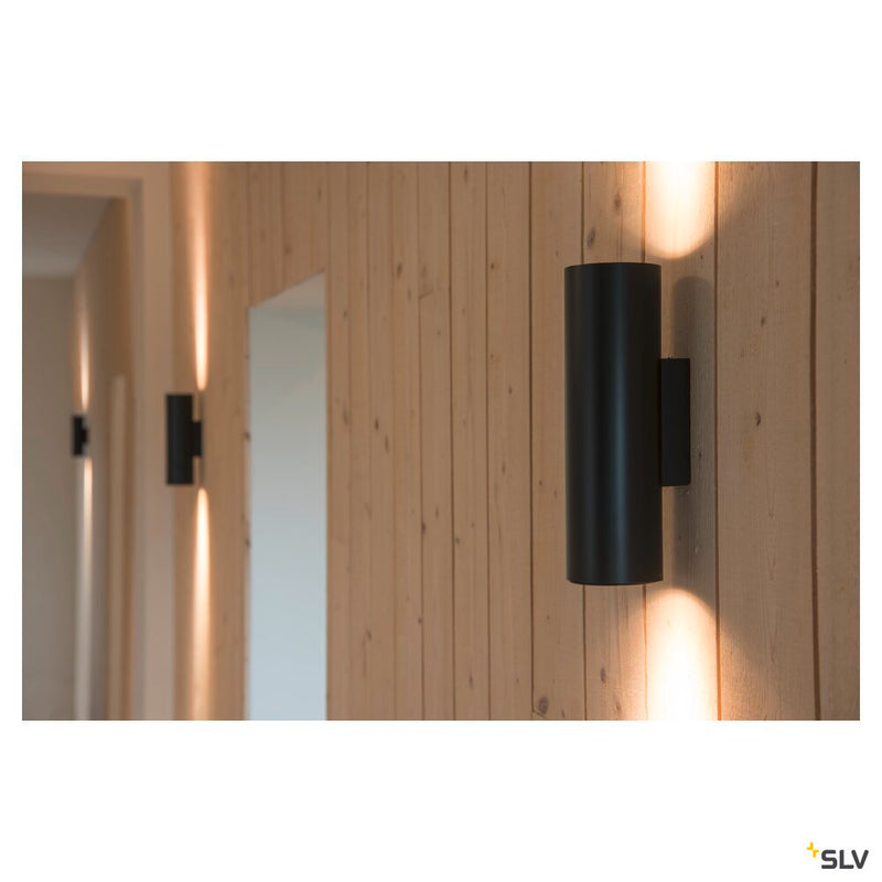 ENOLA_B, wall light, QPAR51, round, up/down, black, max. 50W, incl. deco ring black