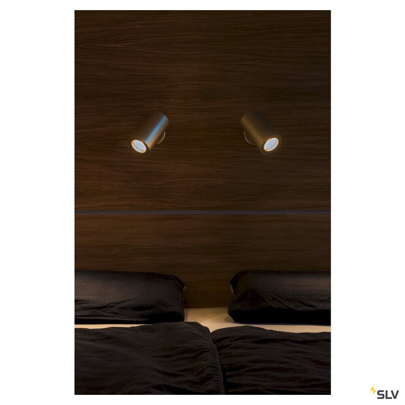ENOLA_B, wall and ceiling light, spot, single-headed, QPAR51, brass, max. 50W
