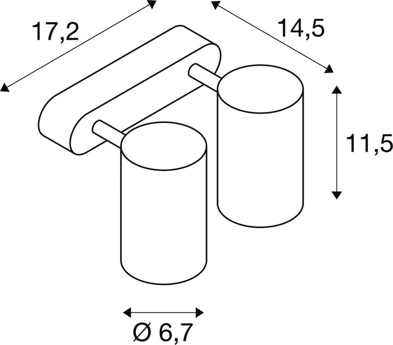ENOLA_B, wall and ceiling light, spot, double-headed, QPAR51, black, max. 100W
