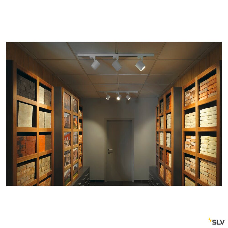 ENOLA_C, spot for 240V 3-phase track, LED, 3000K, round, white, 55°, 11.2 W, incl. 3-phase adapter