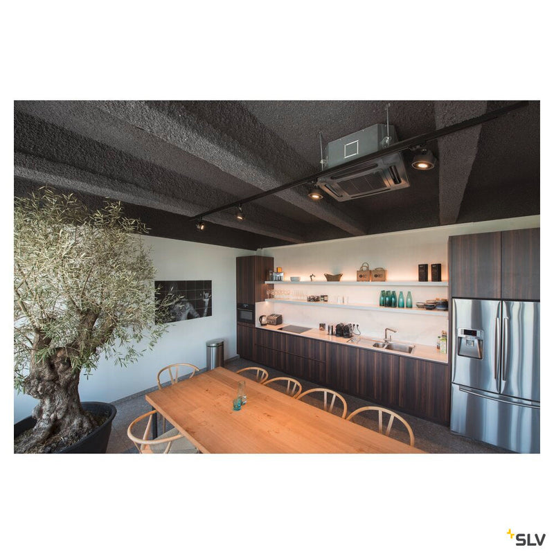 KALU TRACK, spot for 240V 3-phase track, QPAR111, black, max. 75 W, incl. 3-phase adapter