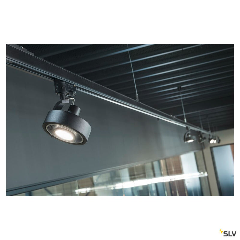 KALU TRACK, spot for 240V 3-phase track, QPAR111, black, max. 75 W, incl. 3-phase adapter