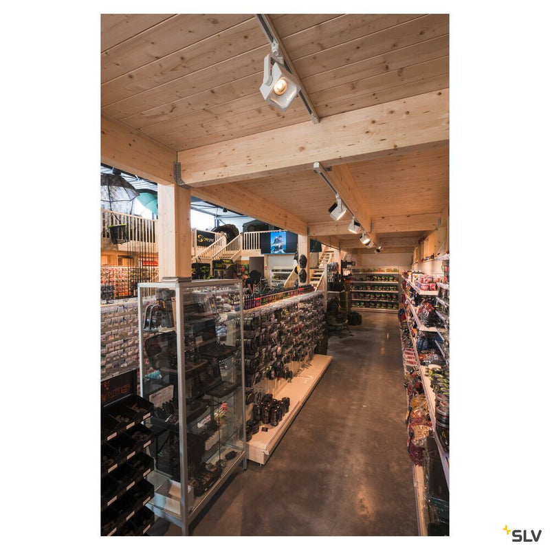 EURO CUBE, spot for 240V 3-phase track, LED, 3000K, white, 60°, incl. 3-phase adapter