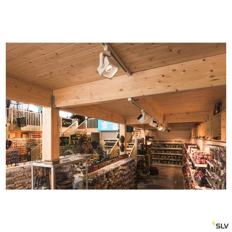 EURO CUBE, spot for 240V 3-phase track, LED, 3000K, white, 60°, incl. 3-phase adapter