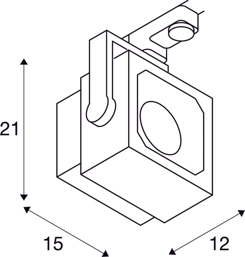 EURO CUBE, spot for 240V 3-phase track, LED, 4000K, white, 60°, incl. 3-phase adapter