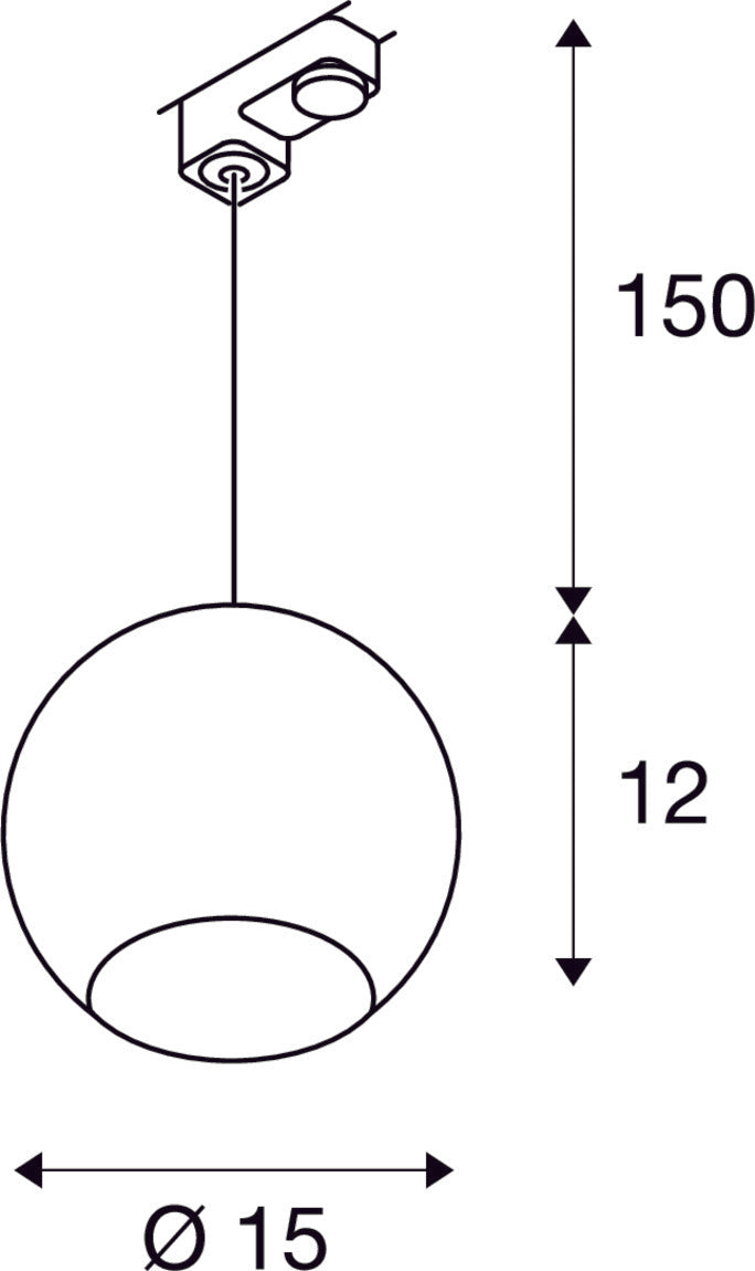 LIGHT EYE, pendant for high-voltage 3-phase track, QPAR111, chrome, max. 75W, incl. 3-phase adapter
