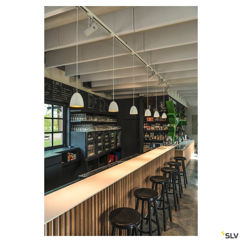 PARA CONE 14, pendant for 240V 3-phase track, QPAR51, round, white/gold, Ø 13.3 cm, incl. 3-phase adapter, white