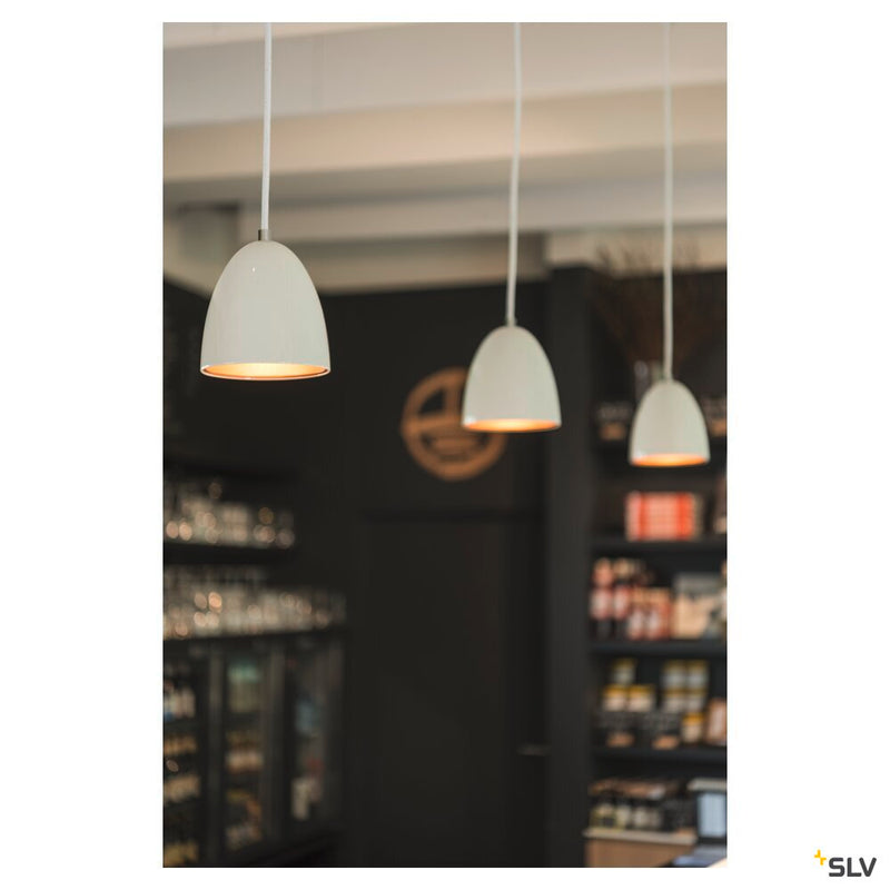 PARA CONE 14, pendant for 240V 3-phase track, QPAR51, round, white/gold, Ø 13.3 cm, incl. 3-phase adapter, white