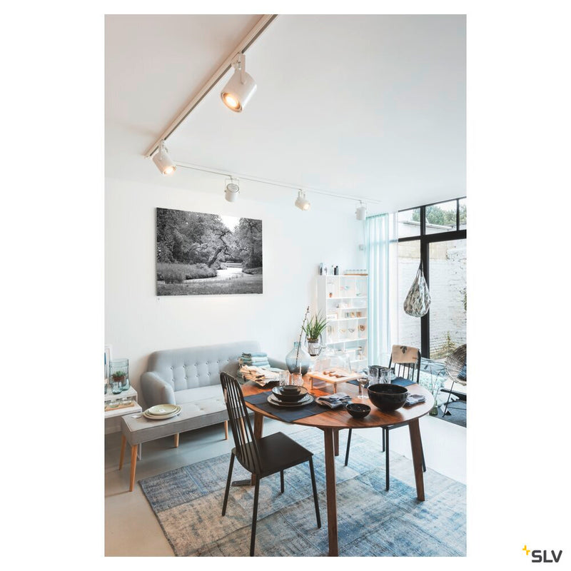 EURO SPOT, spot for 240V 3-phase track, QPAR111, round, white, max. 75W, incl. 3-phase adapter