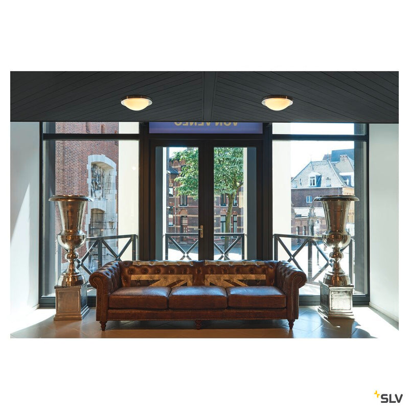 MELAN, ceiling light, A60, round, brushed aluminium, frosted glass, max. 60W