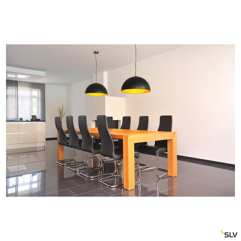 FORCHINI PD-1, pendant, A60, round, matt black/gold, Ø 50 cm, max. 40W