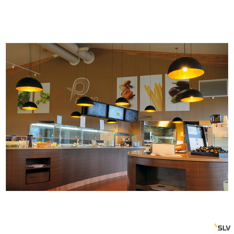 FORCHINI PD-1, pendant, A60, round, matt black/gold, Ø 50 cm, max. 40W