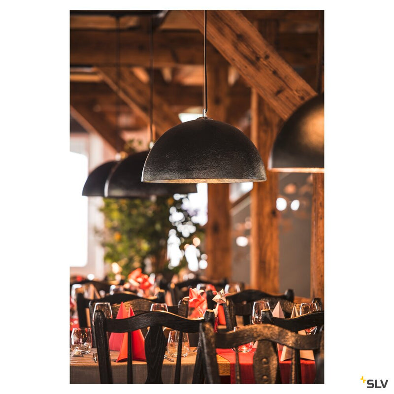 FORCHINI PD-1, pendant, A60, round, matt black/gold, Ø 50 cm, max. 40W