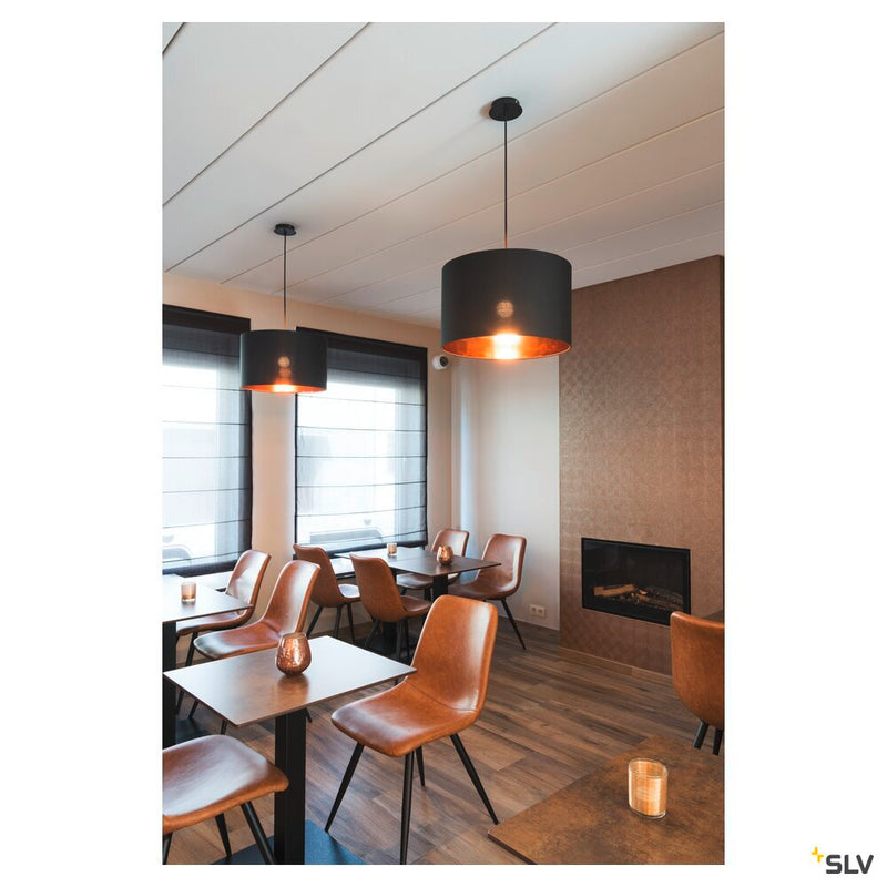 FENDA, lamp shade, round, black/copper, Ø/H 45.5/28 cm