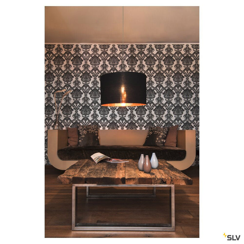 FENDA, lamp shade, round, black/copper, Ø/H 45.5/28 cm