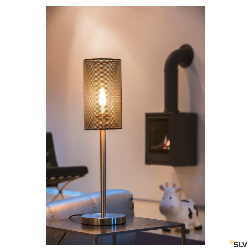 FENDA, table lamp, lamp base, A60, brushed metal, without shade, max. 60W