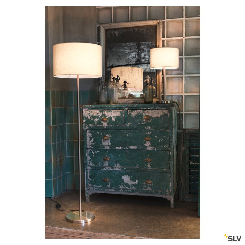 FENDA, floor stand, lamp base, TC-(D,H,T,Q)SE, brushed metal, without shade, max. 60W