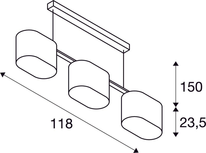 TRIADEM, pendant, triple-headed, A60, white shade, max. 180W