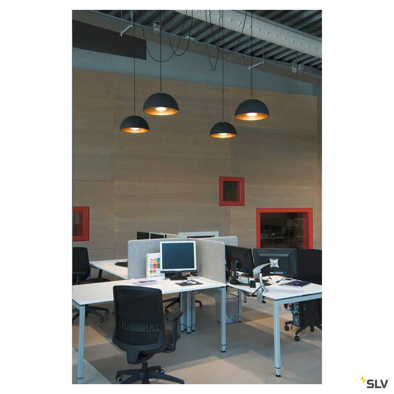 FORCHINI M PD-2, pendant, TC-(D,H,T,Q)SE, round, black/gold, Ø 40cm, max. 40W