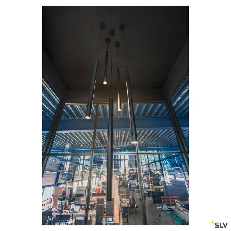 HELIA 30, pendant, LED, 3000K, round, black, flat canopy for recessed installation, 7.5W