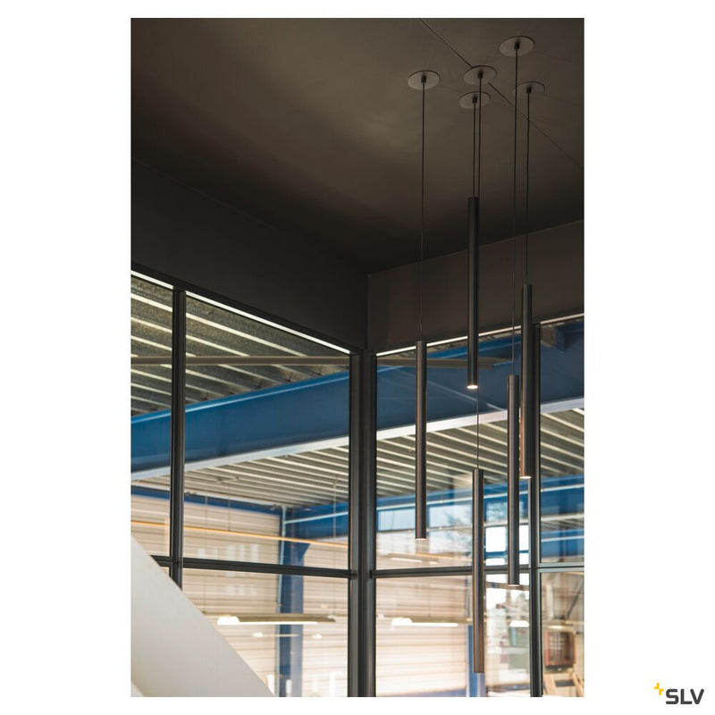 HELIA 30, pendant, LED, 3000K, round, black, flat canopy for recessed installation, 7.5W