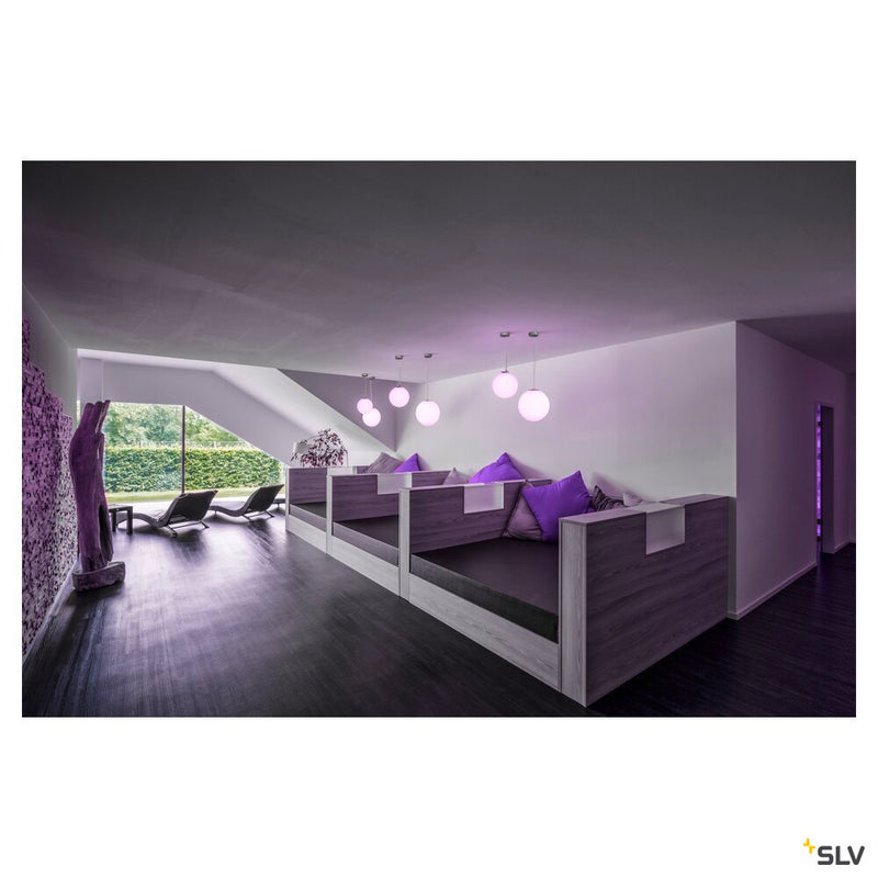 ROTOBALL 40, pendant, TC-(D,H,T,Q)SE, silver-grey/white, Ø 40 cm, max. 24W