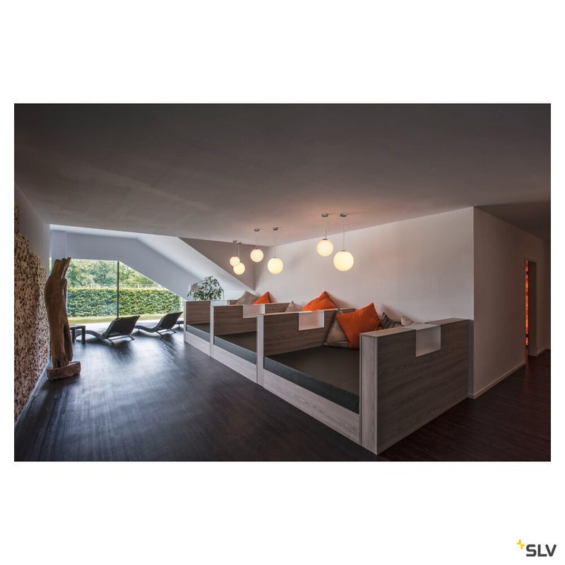 ROTOBALL 25, pendant, TC-(D,H,T,Q)SE, silver-grey/white, Ø 25 cm, max. 24W