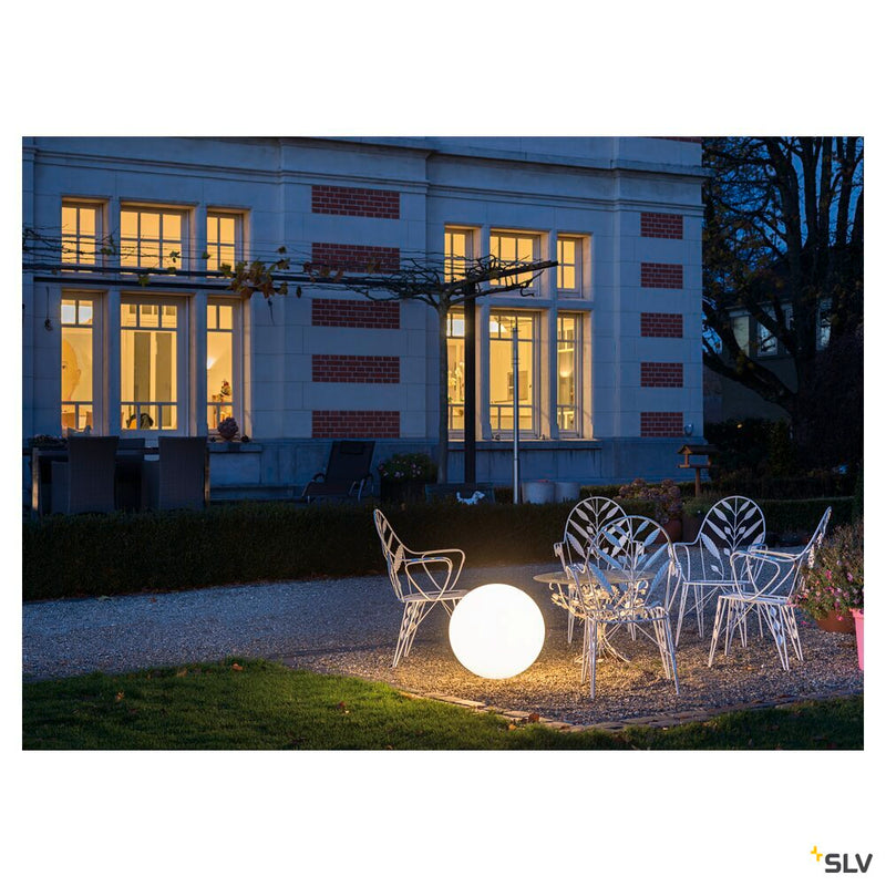 ROTOBALL FLOOR 50, outdoor floor stand, TC-(D,H,T,Q)SE, IP44, ball, white, Ø 50 cm, max. 24W