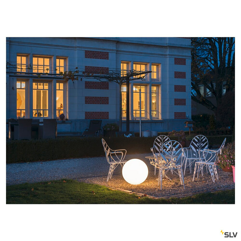 ROTOBALL FLOOR 50, outdoor floor stand, TC-(D,H,T,Q)SE, IP44, ball, white, Ø 50 cm, max. 24W