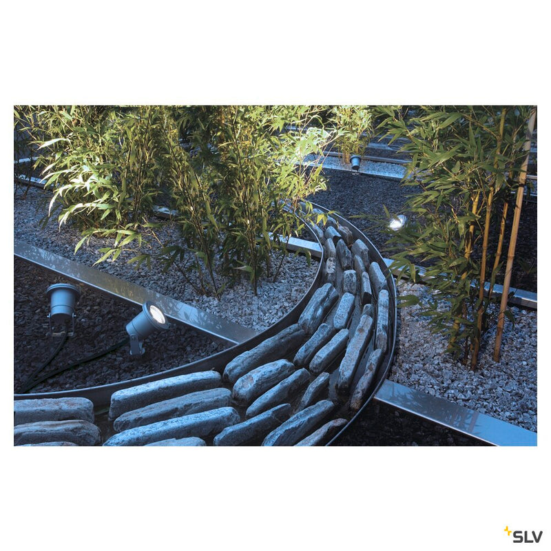 NAUTILUS SPIKE, outdoor spike luminaire, QPAR51, IP65, silver-grey, max. 35W, incl. 1.5m cable with plug