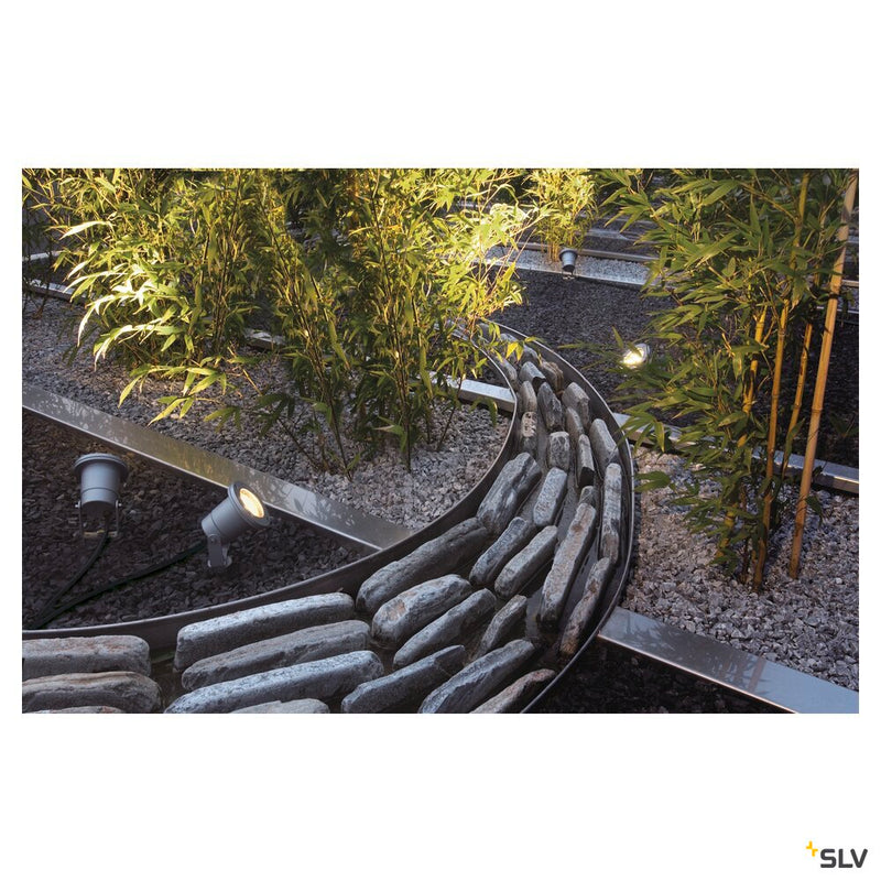 NAUTILUS SPIKE, outdoor spike luminaire, QPAR51, IP65, silver-grey, max. 35W, incl. 1.5m cable with plug