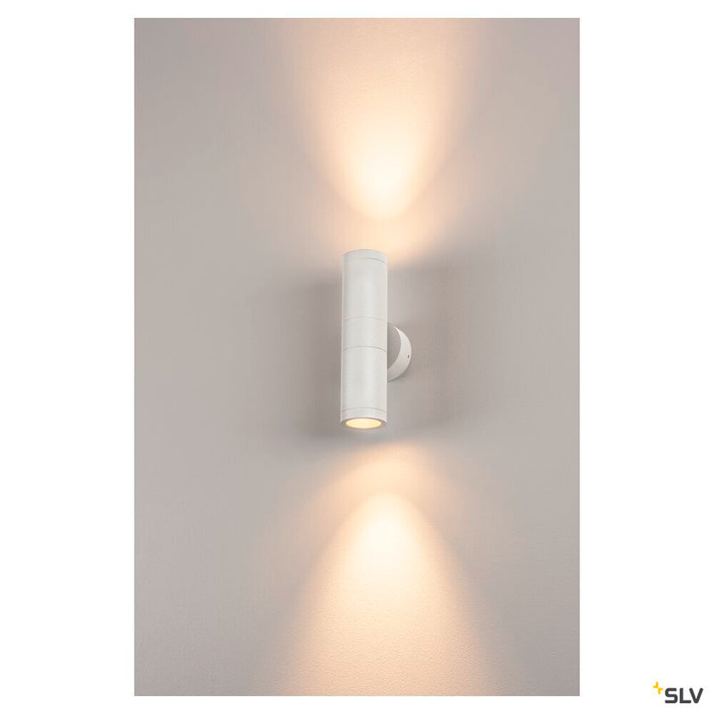 ASTINA, outdoor wall light, TCR50-SE, IP44, round, up/down, white, max. 44W